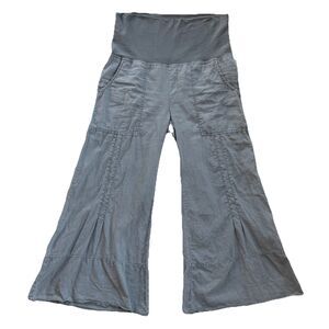 XCVI WEARABLES Women’s Small Lagenlook Flare Linen Blend Cropped Pants Gray